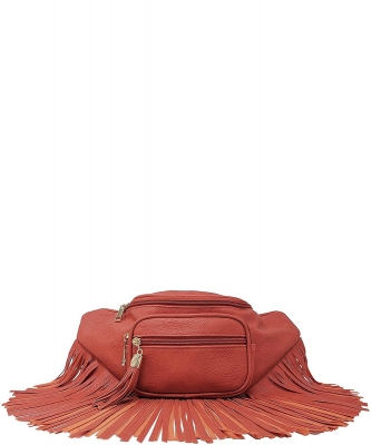 Fashion Fringe Tassel Fanny Pack Waist Bag KL088 BURNT ORANGE